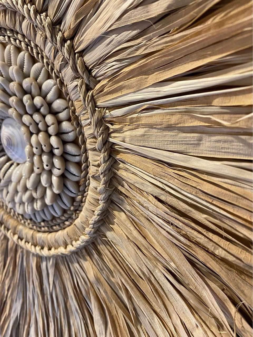 Boho Raffia and Cowrie Shell Wall Hanging