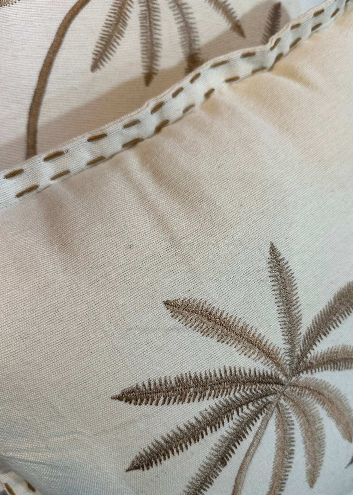 Palms Cushion Cover | Ivory | Stitching | 2 Sizes | SECONDS