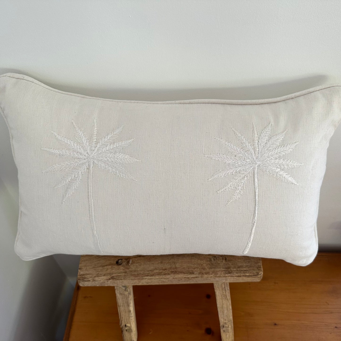 Cotton Double Palm Cushion Cover | IVORY | 50cm x 30cm