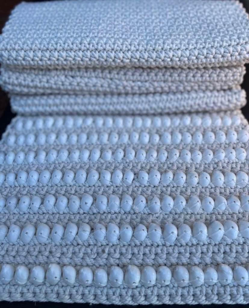 Seaside Cotton and Moon Shell Table Runner | Large | CREAM or WHITE