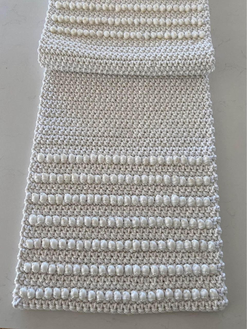Seaside Cotton and Moon Shell Table Runner | Large | CREAM or WHITE