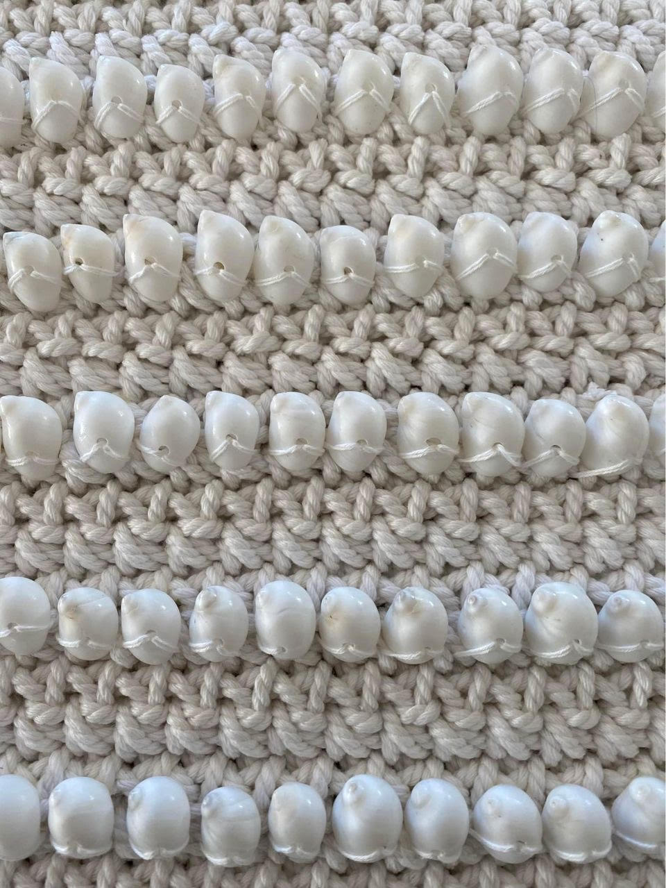 Seaside Cotton and Moon Shell Table Runner | Large | CREAM or WHITE