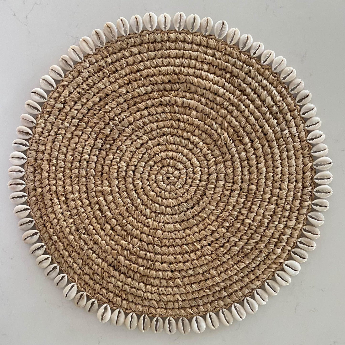 Natural Raffia with Cowrie Shell Placemat | NATURAL