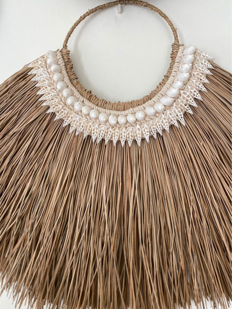 Boho Alang Alang and Shell Wall Hanging