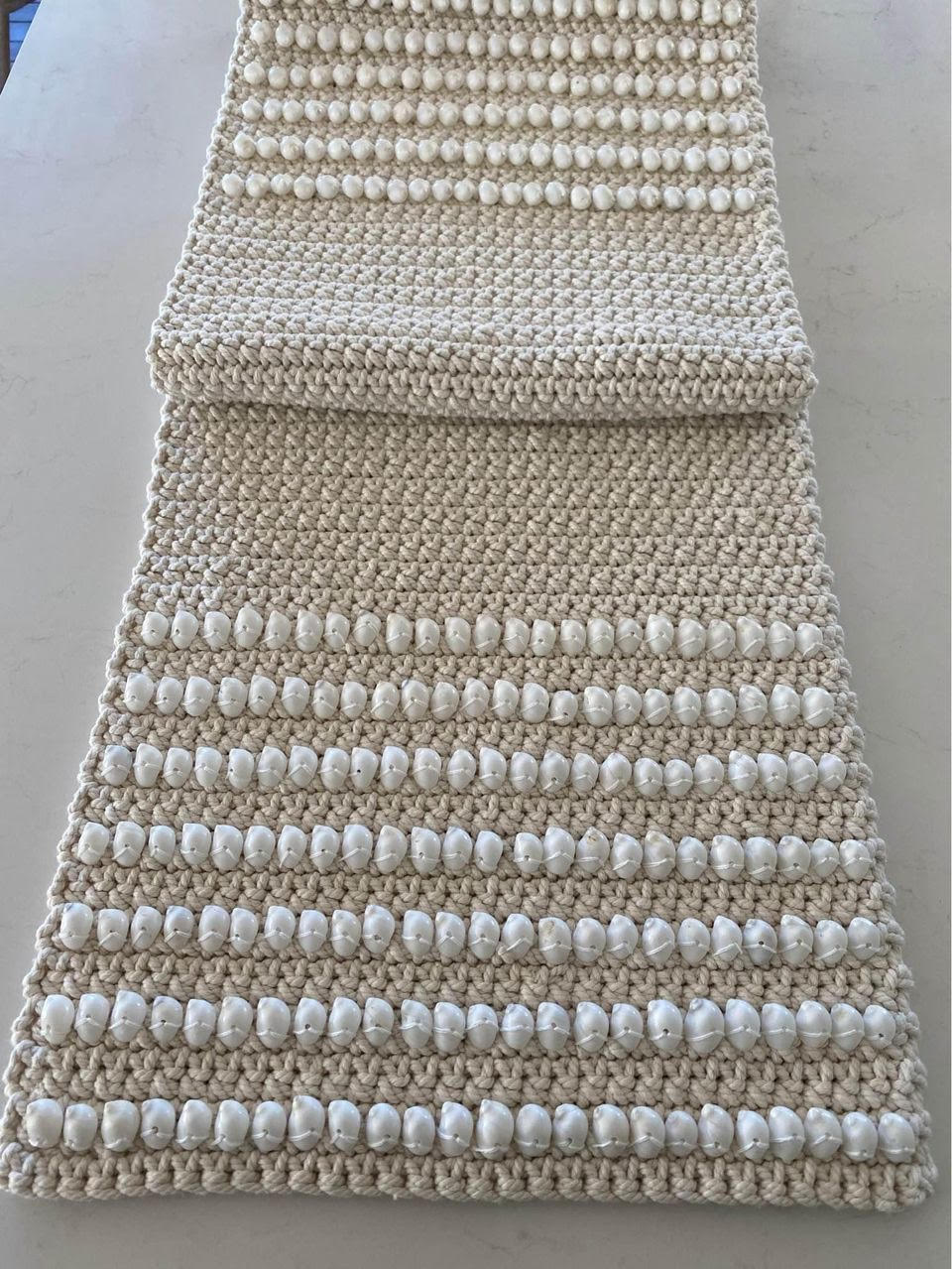 Seaside Cotton and Moon Shell Table Runner | Large | CREAM or WHITE