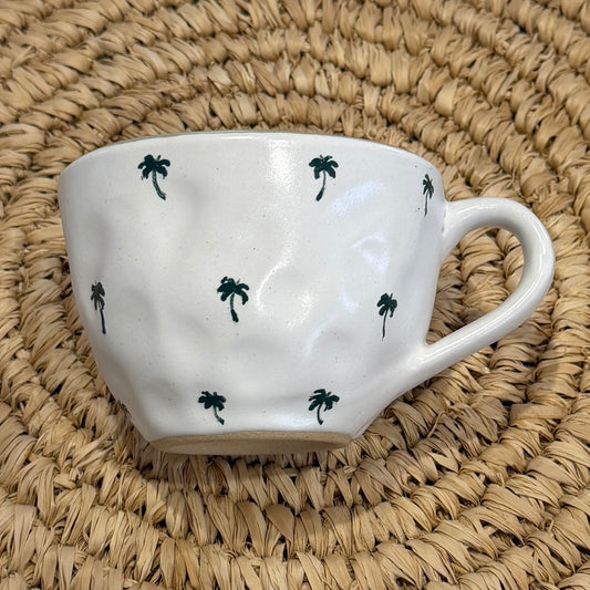 Boho Palm Tree Cup | Ceramic | Sage | Vanilla | Coastal