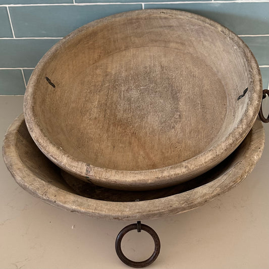 Raw Vintage Indian Wooden Bowl | Bleached | XLarge | STYLE B