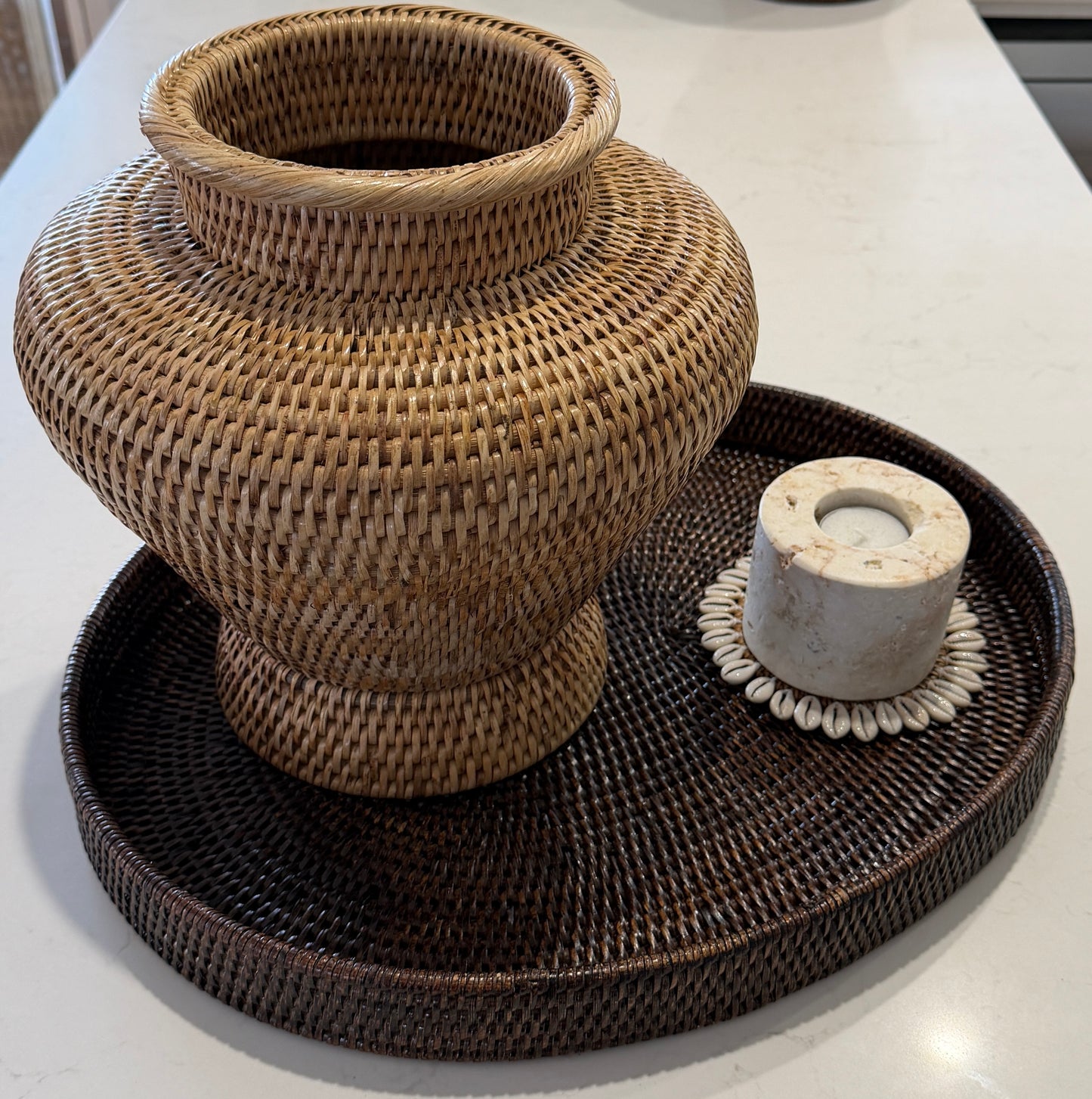 Hamptons Rattan Urn/Pot | Honey Tan