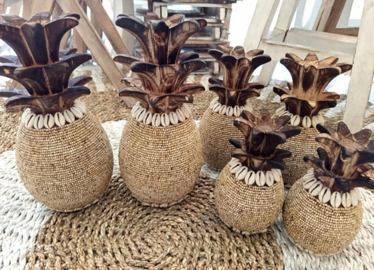 Maui Beaded Pineapple | Natural | Decor | 4 Sizes | ARRIVING SOON