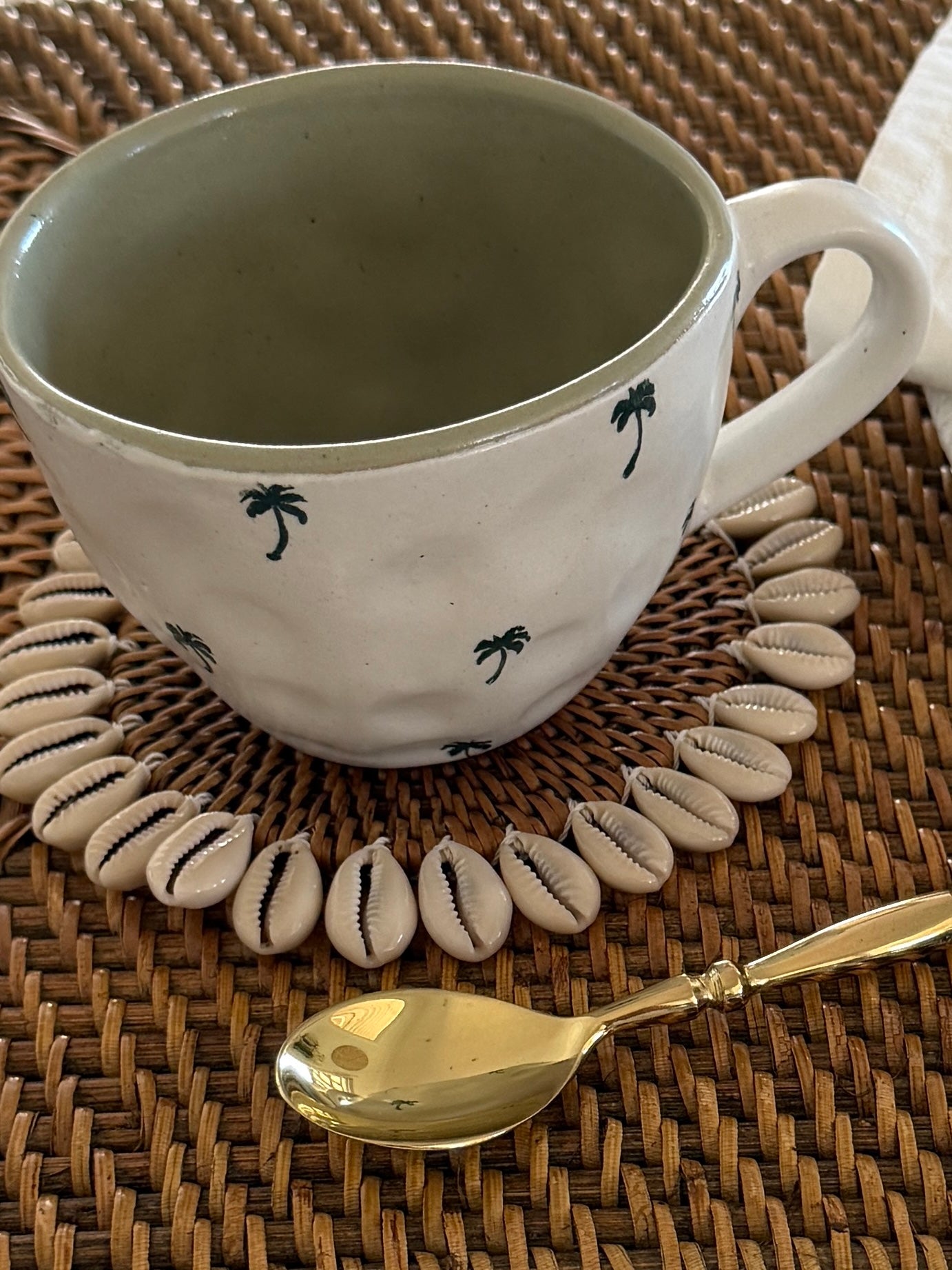 Boho Palm Cup | Ceramic | Sage | Vanilla | Coastal