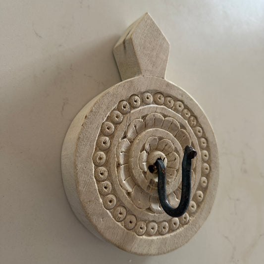 BoHo Indian Whitewashed Carved Wall Hook | Single | ONLY 1 LEFT