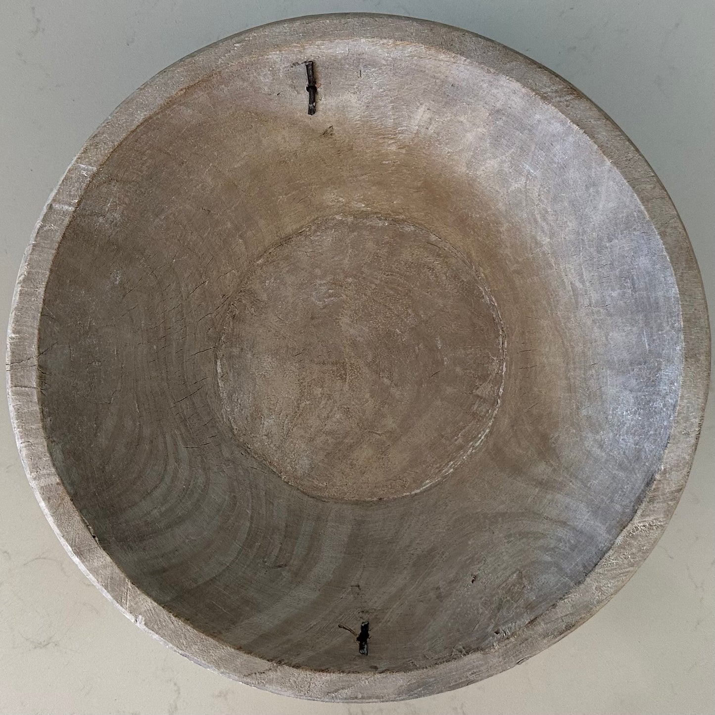 Raw Vintage Indian Wooden Bowl | Bleached