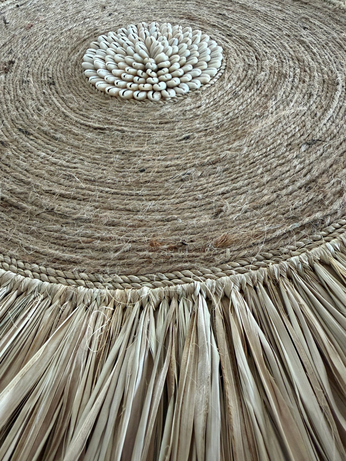 Sunshine Natural Jute Shell and Raffia Wall Disk | 60cm