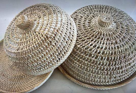 Hamptons Rattan Tray + Cover | Whitewashed | 2 SIZES