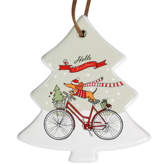 Hello Dachshund Hanging Christmas Tree