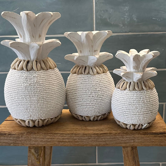 Maui Beaded Pineapple | WHITE | Decor | 3 sizes | NEW ARRIVALS