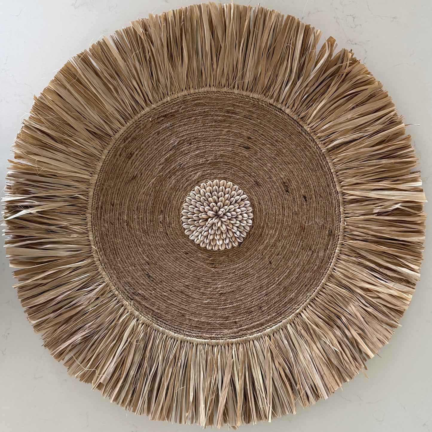 Sunshine Natural Jute Shell and Raffia Wall Disk | 60cm