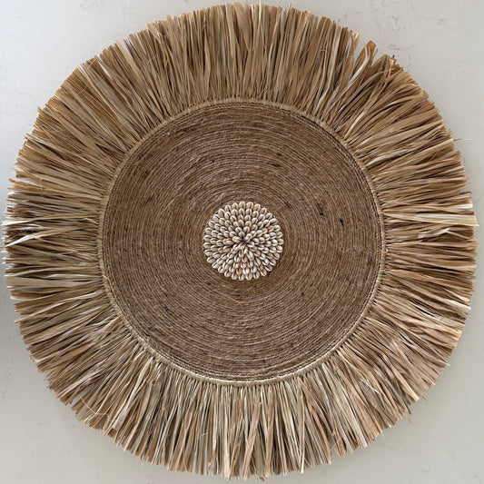 Sunshine Natural Jute Shell and Raffia Wall Disk | 60cm