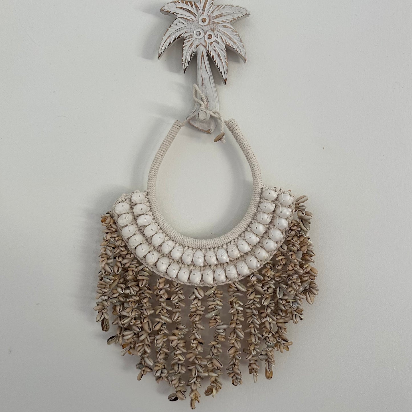 Putu BoHo Papua Shell | Macrame | Necklace Wall Hanging | Moon Shell