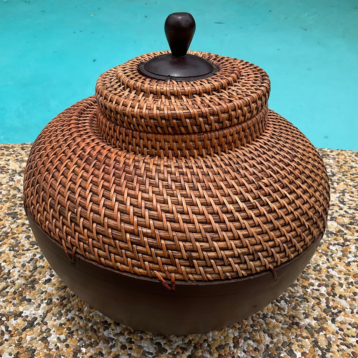 Wood and Rattan Canister/Pot | SECOND