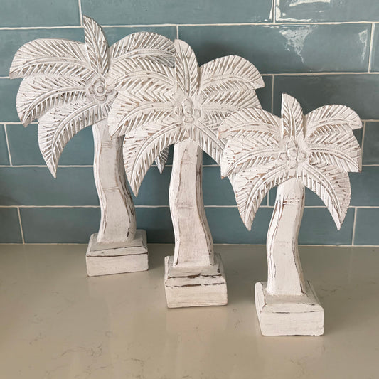 Balinese Timber Palm Tree Whitewashed | 3 SIZES