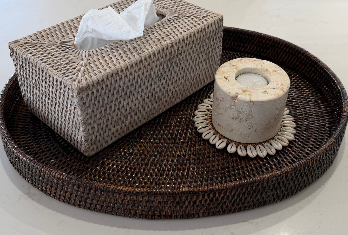 Hamptons Rattan Tray - Chocolate | Oval