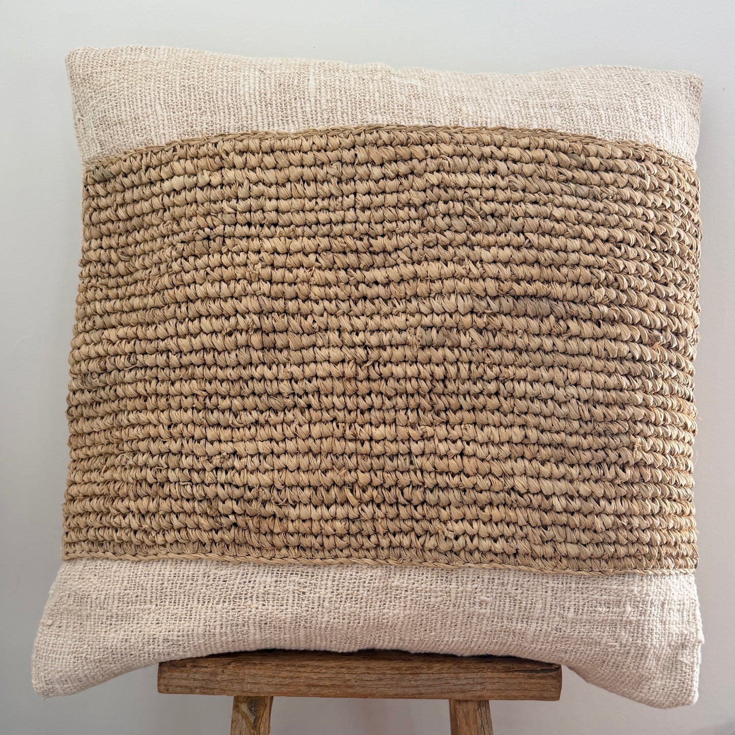 Natural BoHo Slub Cotton & Raffia Cushion Cover | SAND | NEW ARRIVAL