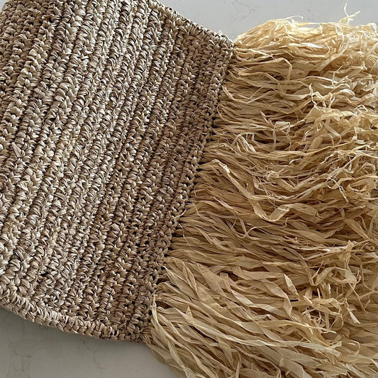 Tahiti Raffia Table/Bed Runner with Bleached Fringe | ONLY 1 LEFT
