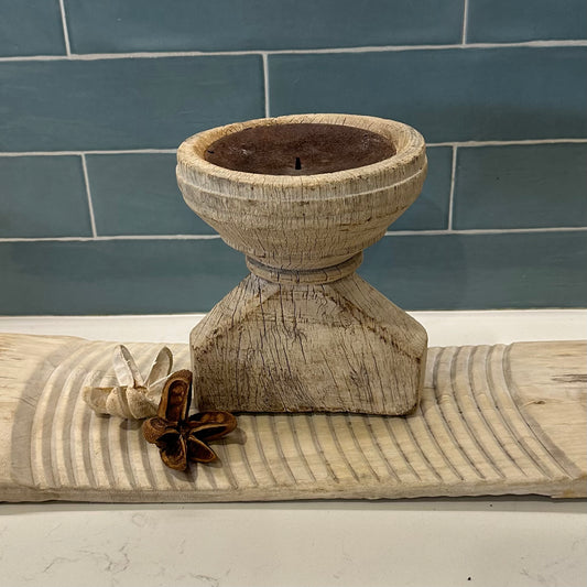 Bleached Vintage Binjara Candle Stand | Large B