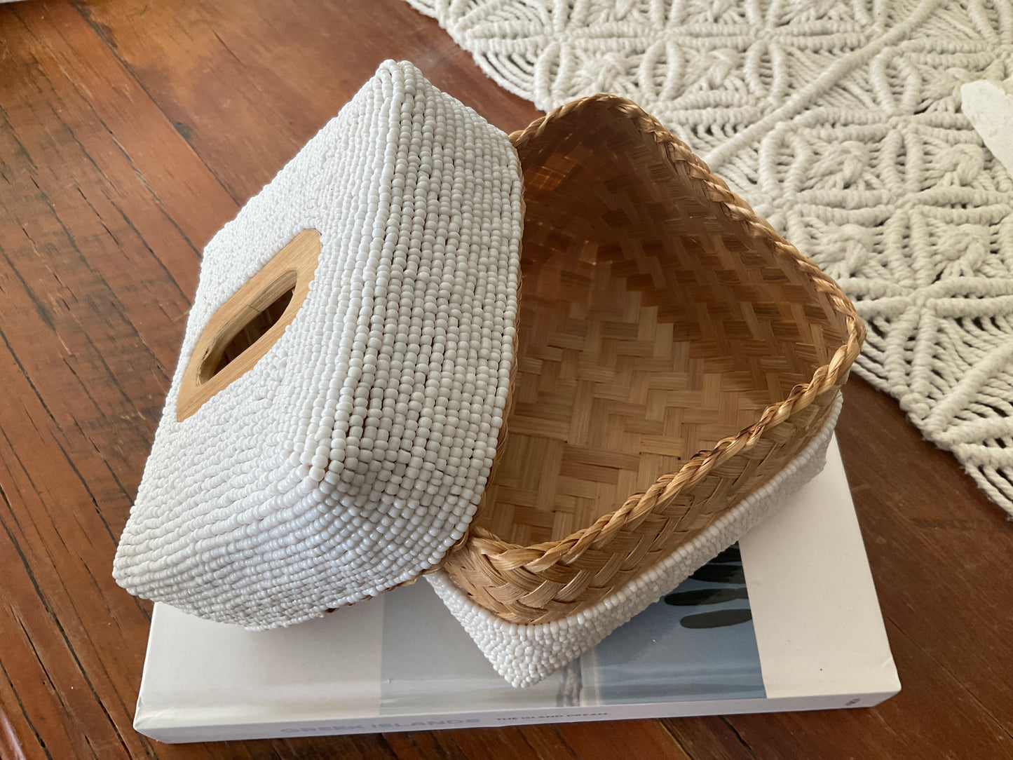 Hamptons Beaded Tissue Box | Square