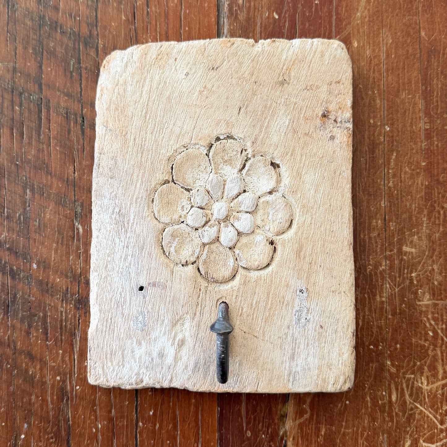 BoHo Indian Whitewashed Carved Wall Hook | Single | ONLY 1 LEFT