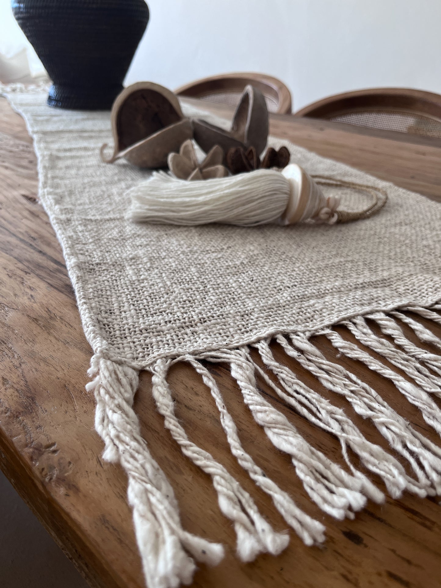 Islands Natural Cotton Table Runner | FRINGE | STONE | VANILLA | RE STOCKED