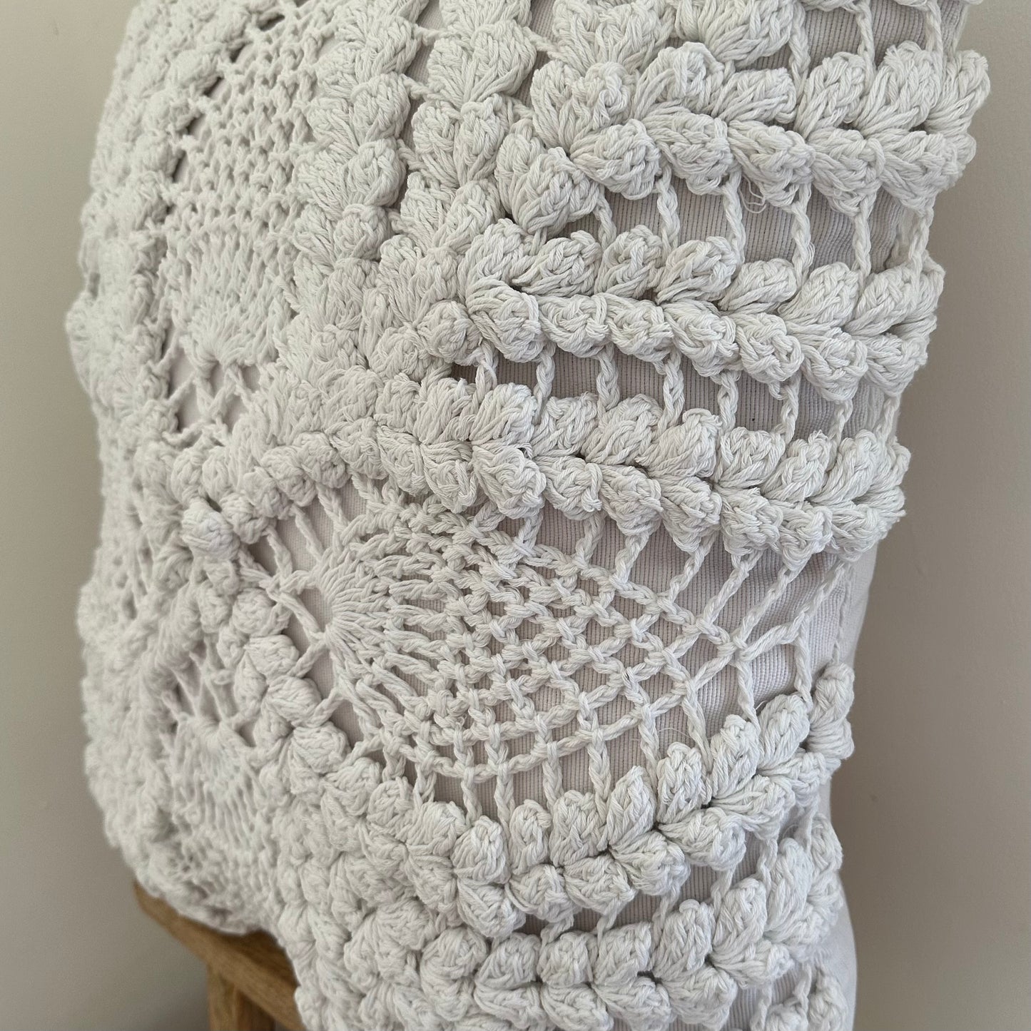 Boho Crochet Cotton Palm Cushion Cover | White | 50x50cm | NEW ARRIVAL