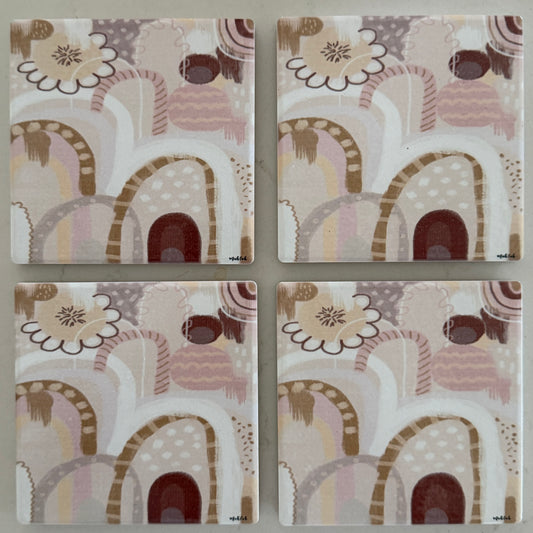 Ceramic Drink Coasters | Boho Blush | ONLY 1 SET LEFT
