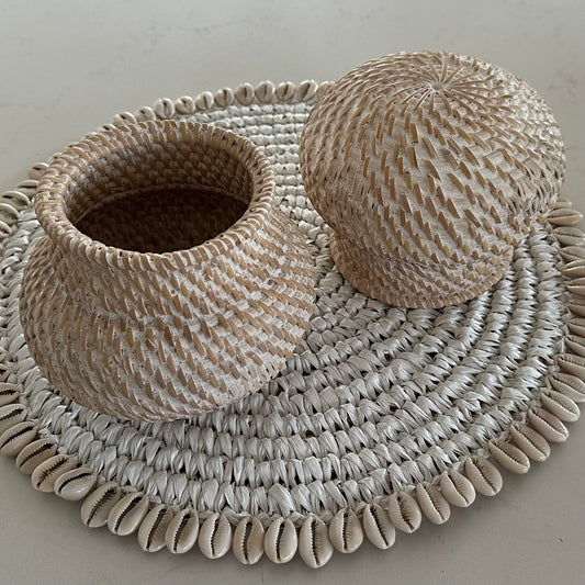 Rattan Pot | Whitewashed | Small