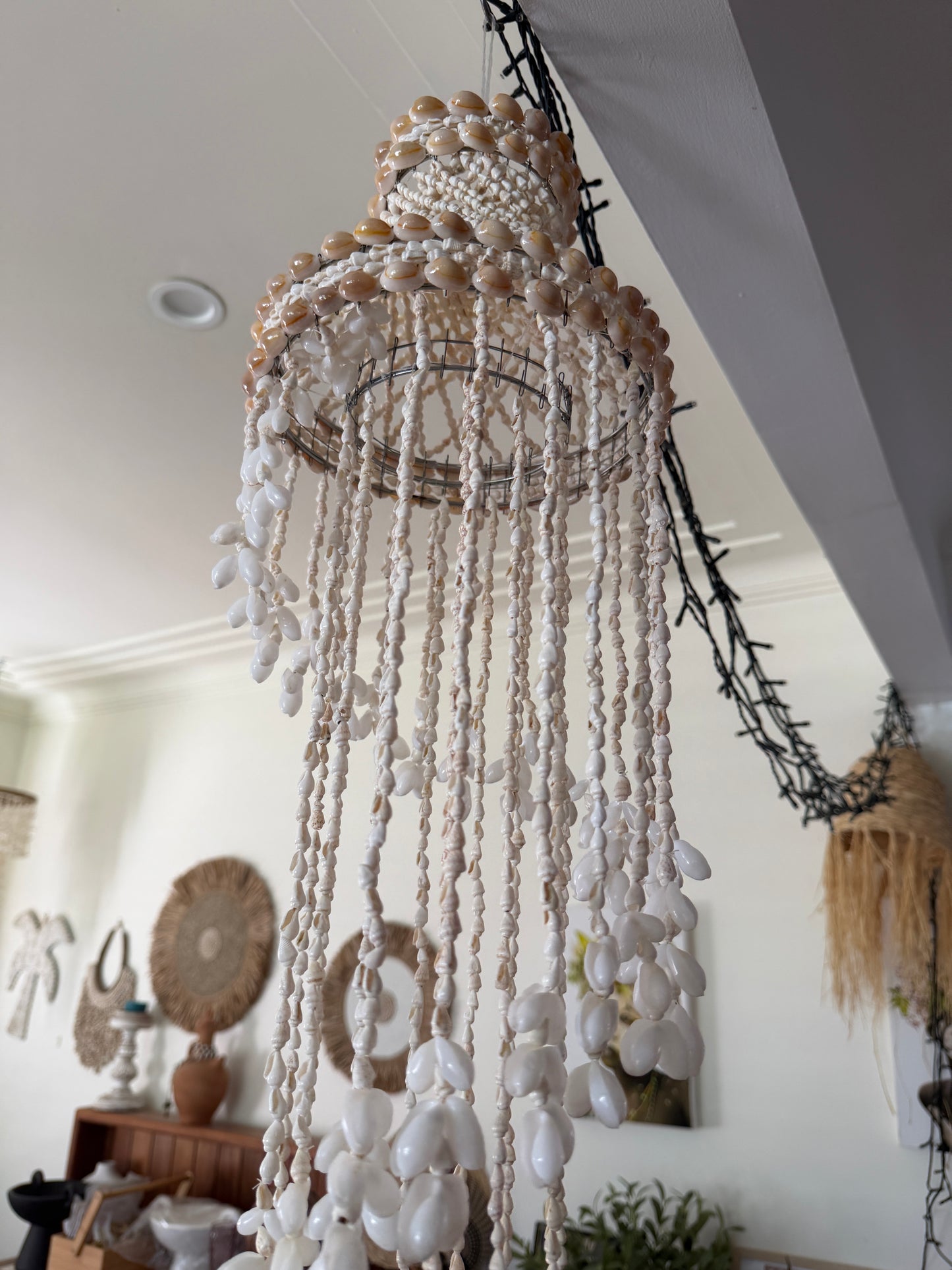 Tropical BoHo Small Shells Wind Chime Chandelier | Hanging | Medium | ONLY 1 LEFT