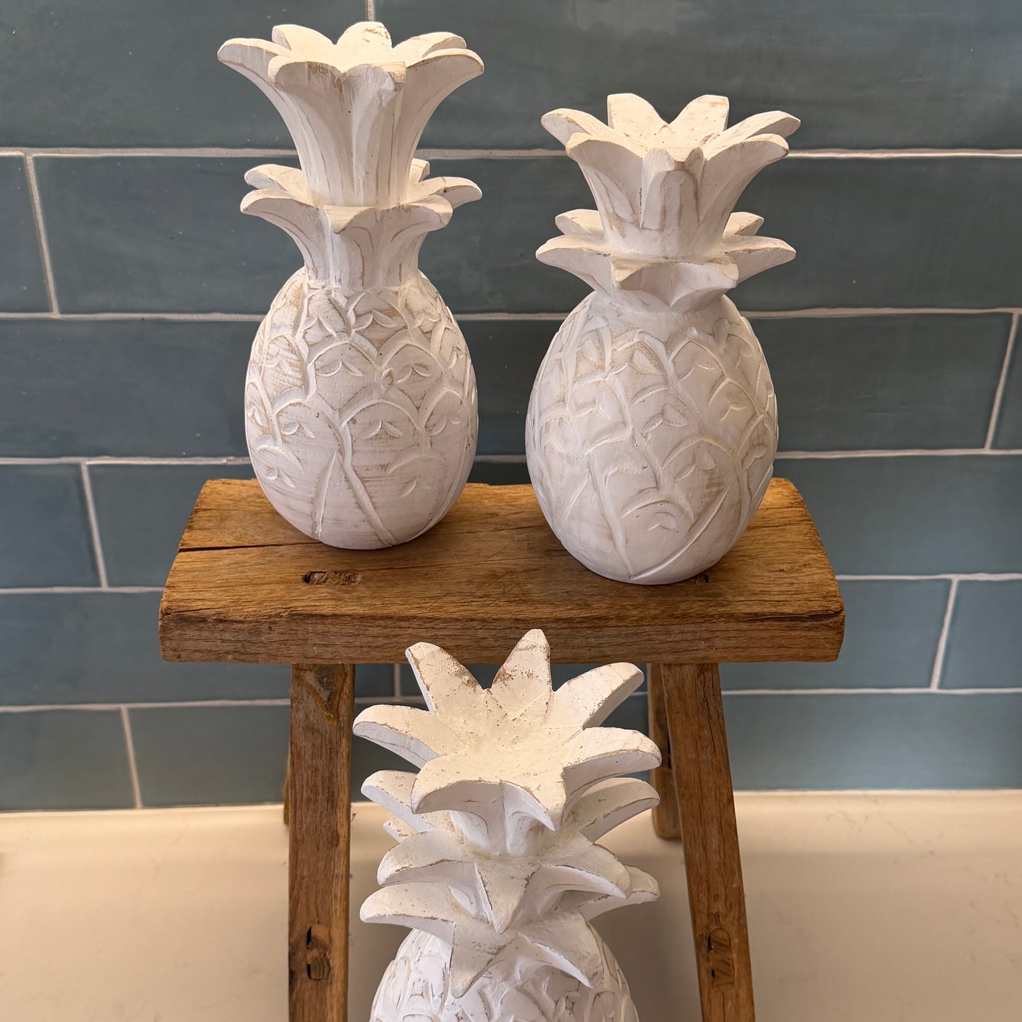 Maui Wooden Pineapple | WHITEWASHED | Decor | 3 sizes | NEW ARRIVAL