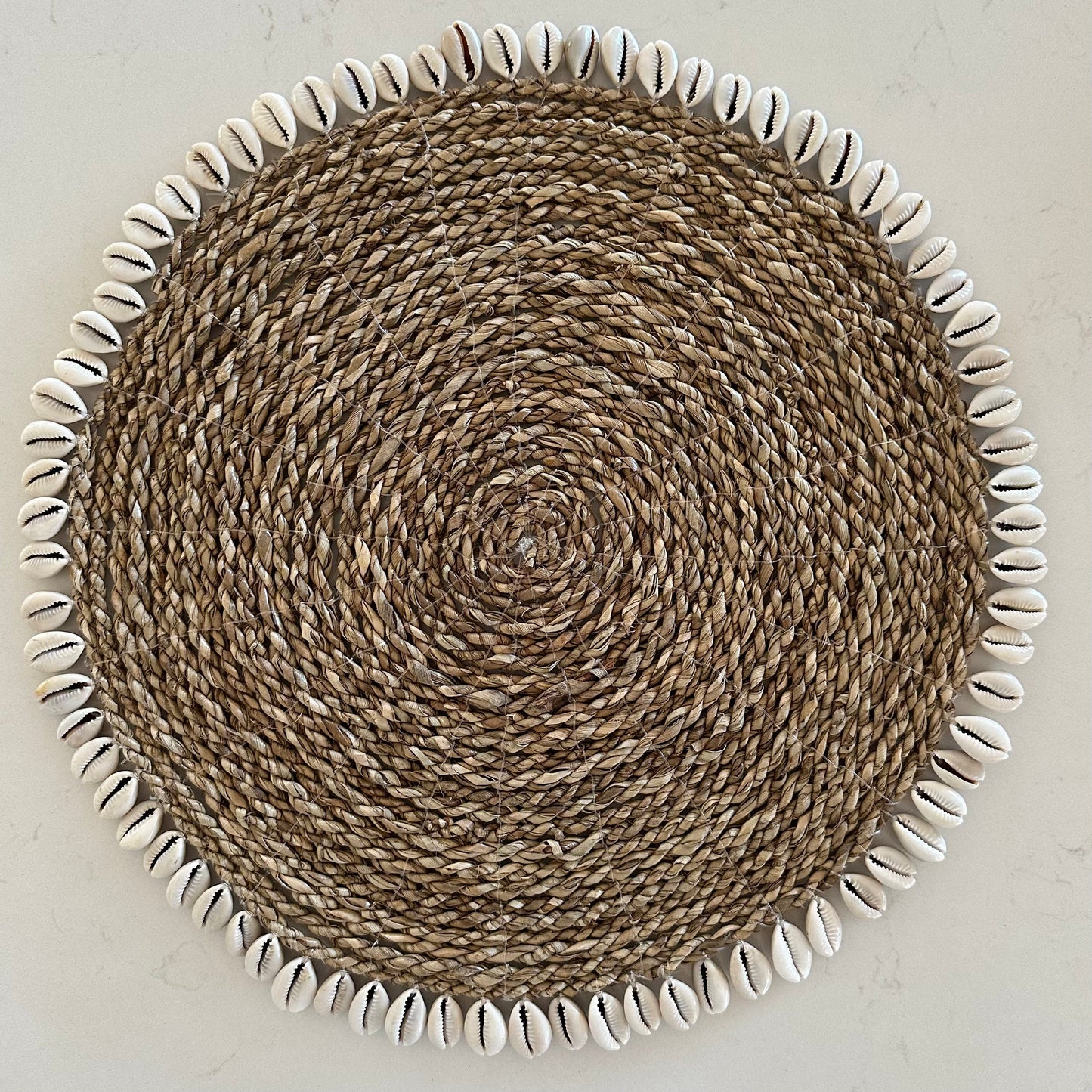 Hand Woven Seagrass + Shell Placemats | Coasters | Natural