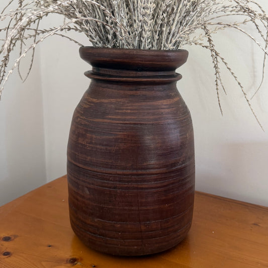 Vintage Indian Wooden Milk Pot
