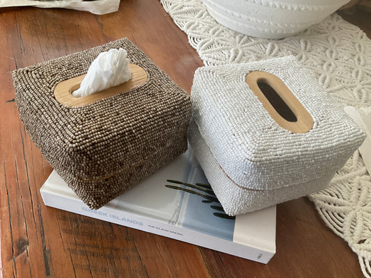 Hamptons Beaded Tissue Box | Square