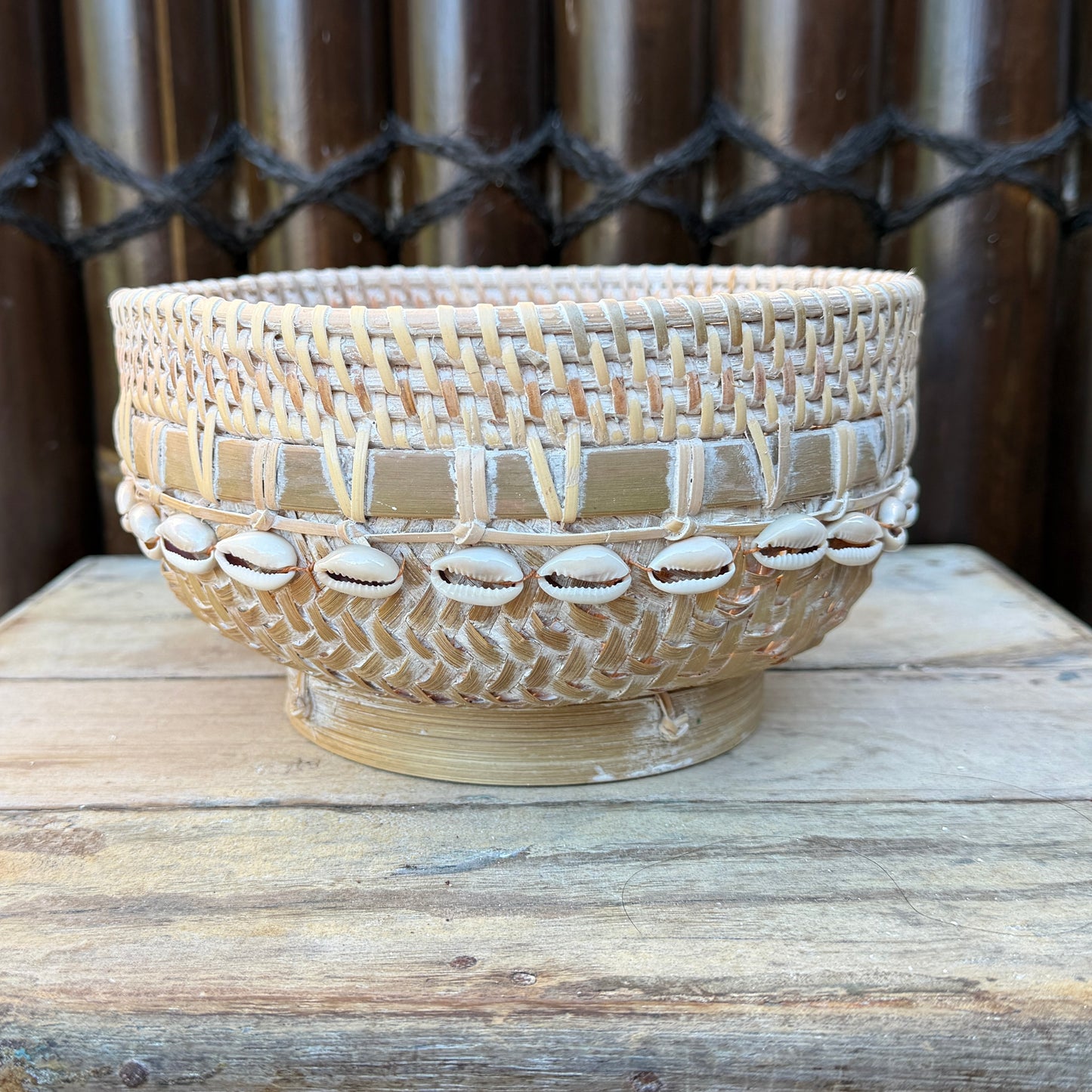 Marjorie Handwoven Rattan Cowrie Bowl | 3 Sizes