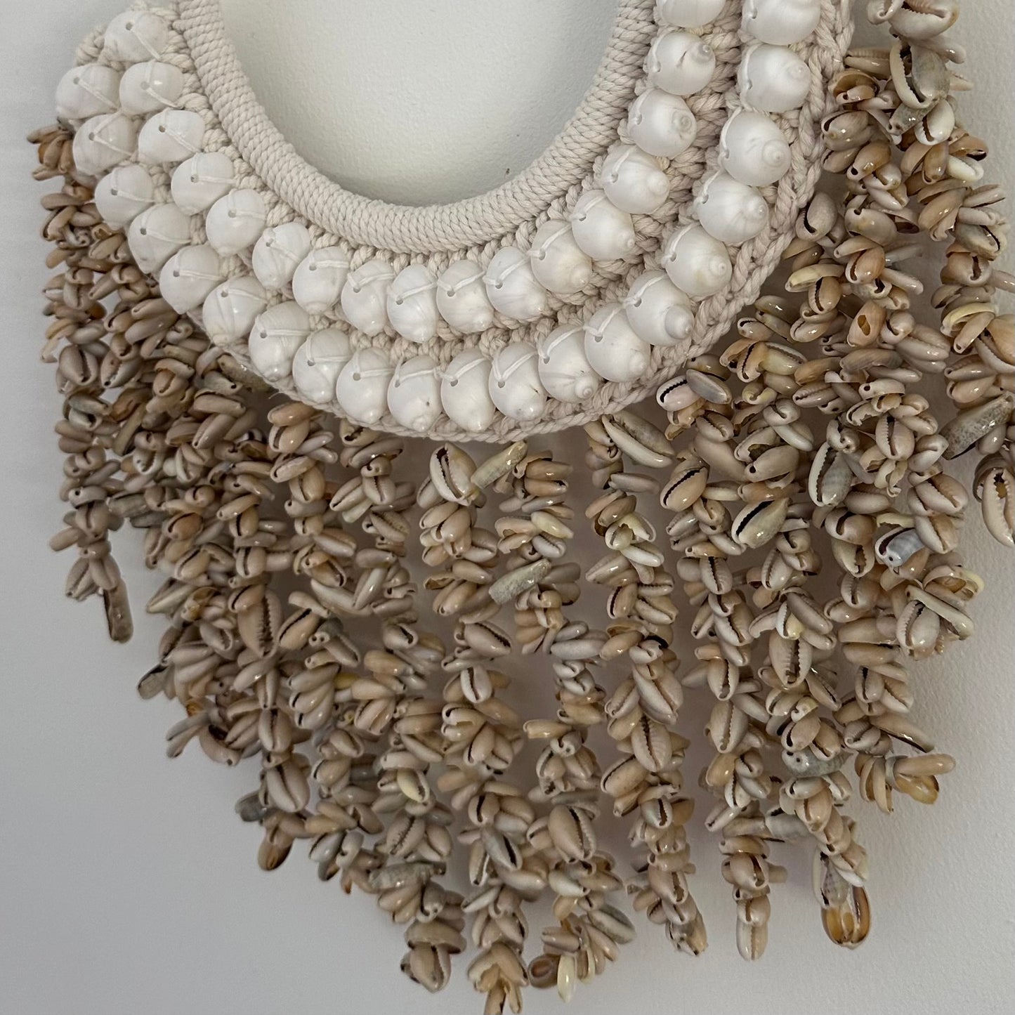 Putu BoHo Papua Shell | Macrame | Necklace Wall Hanging | Moon Shell