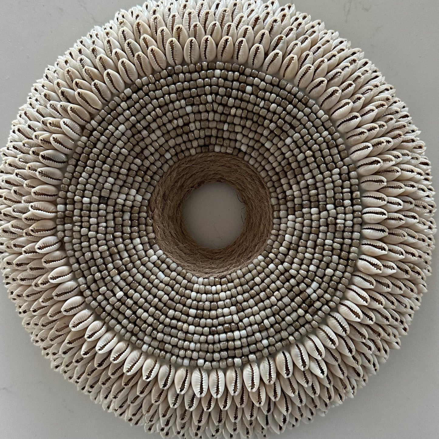 Maya Cowrie Shell + Beaded Wall Disco | w/- Stand | 1 AVAILABLE | NEW ARRIVAL