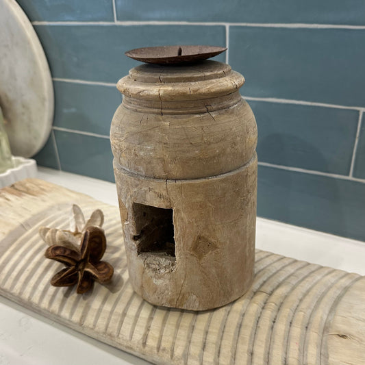 Bleached Vintage Binjara Candle Stand | Large C