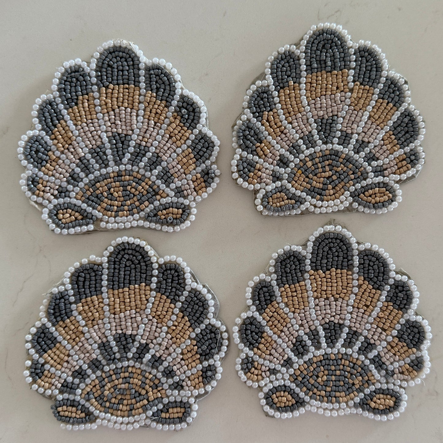 Coastal Beaded Drink Coaster | Clam