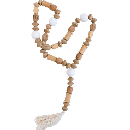 Tuscan Beads and Natural Cotton Tassel/Curtain Tie | 71cm