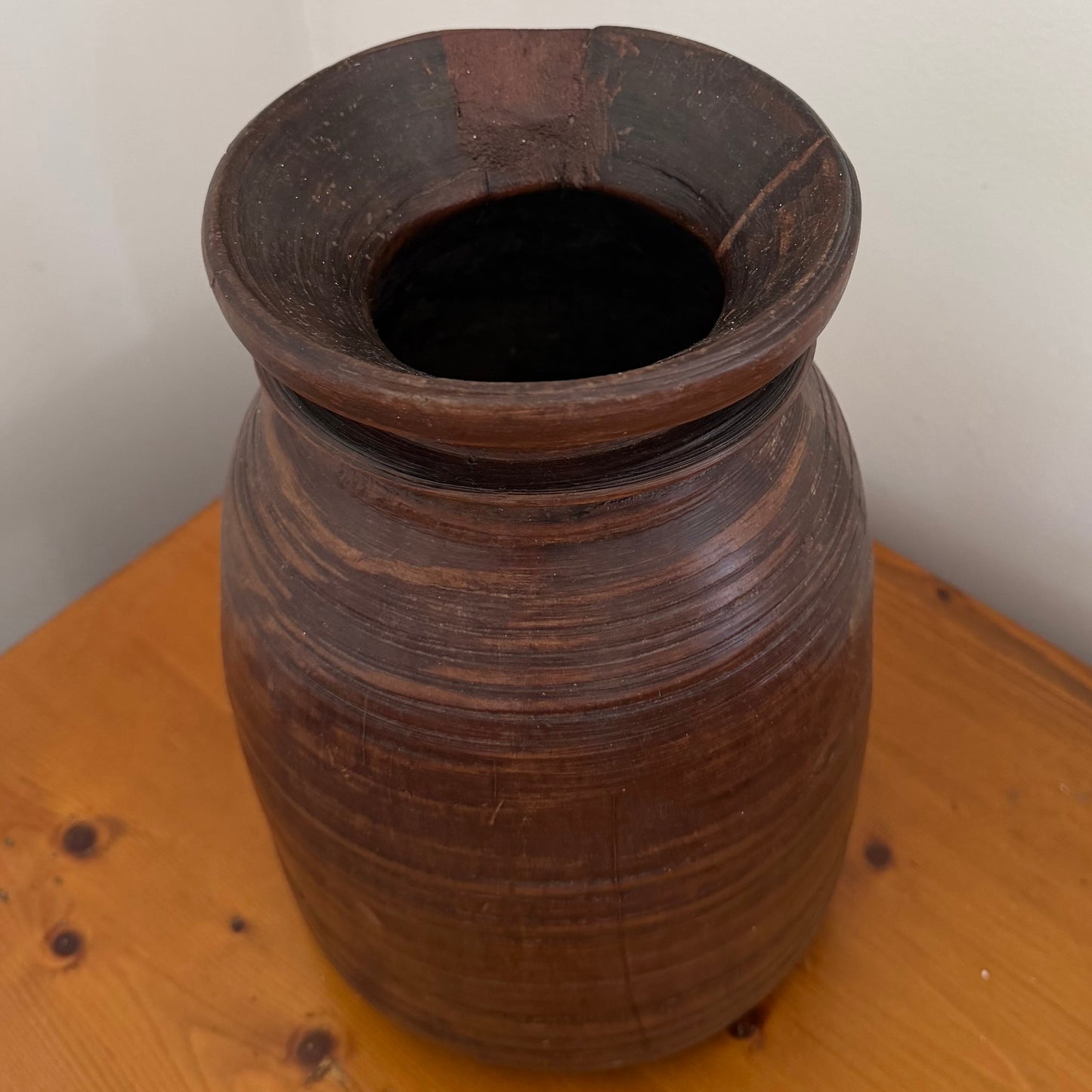 Vintage Indian Wooden Milk Pot