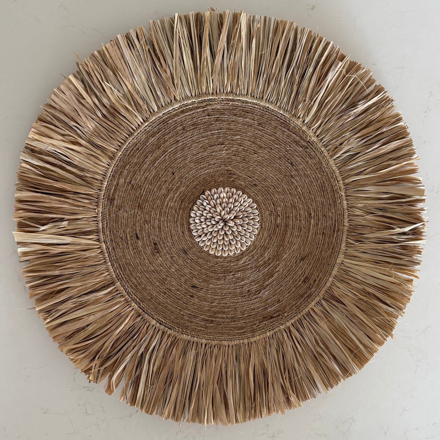 Sunshine Natural Jute Shell and Raffia Wall Disk | 60cm