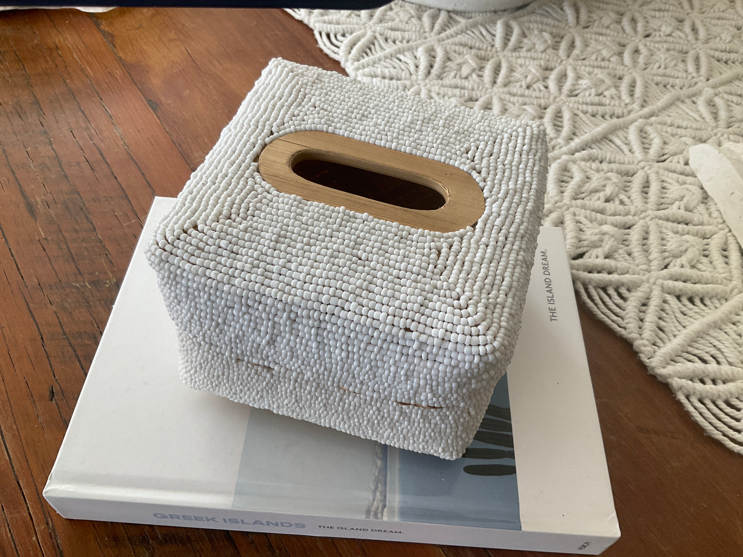 Hamptons Beaded Tissue Box | Square