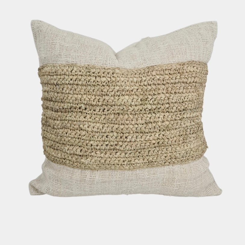 La Casa BoHo Coastal Cushion | Ivory | Cotton + Raffia | 2 Styles